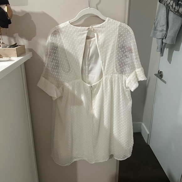 Zara White Embroidered Playsuit Romper - Size M - Picture 4 of 4